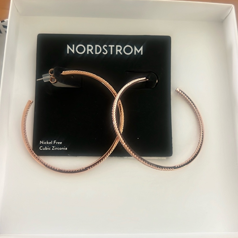 Rose gold and CZ hoops